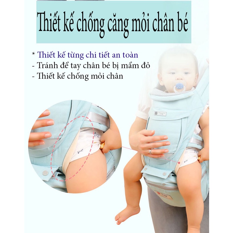 [Mẫu mới] Đai Địu em bé, địu cho bé cao cấp chống gù nhiều tư thế có ghế ngồi cho bé chống chân vòng kiềng