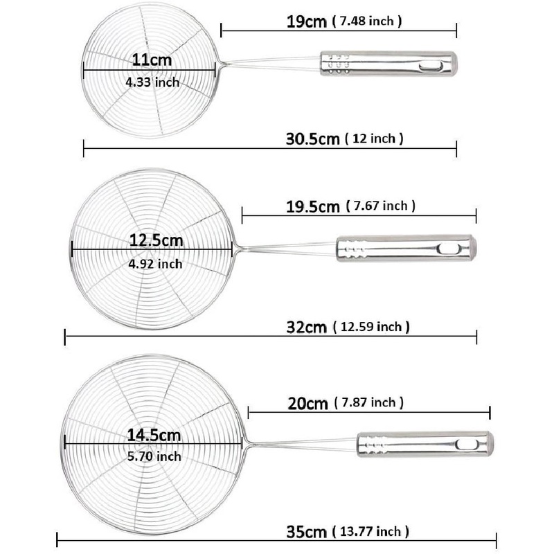 JOSMOMO 1pc Máy lọc màng nhện bằng thép không gỉ dùng để chiên và nấu ăn-Máy hớt bọt bằng dây thép lớn có tay cầm dài, dụng cụ nạo nhà bếp chuyên nghiệp