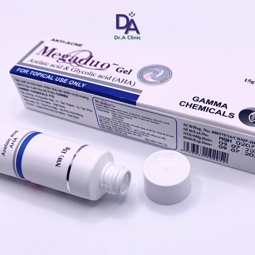 Megaduo Gel Gamma Chính Hãng 15g Chứa Azelaic Acid và AHA chấm mụn ngừa thâm dưỡng sáng da - Dr.A Clinic