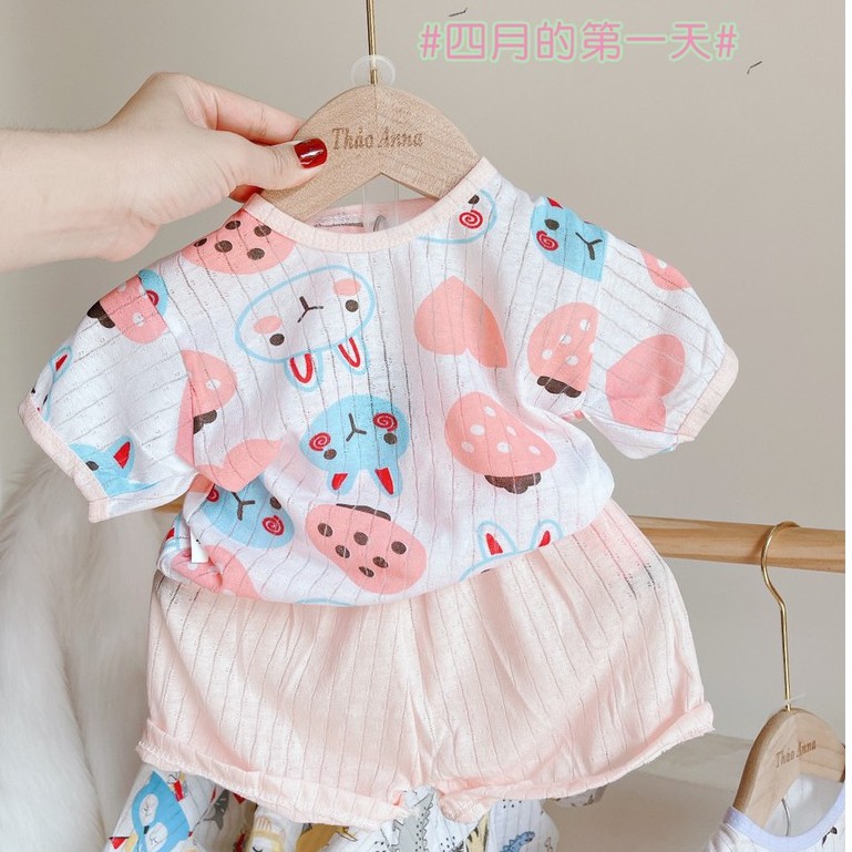 [Mẫu mới] Bộ cộc tay cotton giấy cài cúc vai với nhiều họa tiết đáng yêu cho bé sơ sinh từ 3-13kg - 𝐁𝐎𝟕𝟓