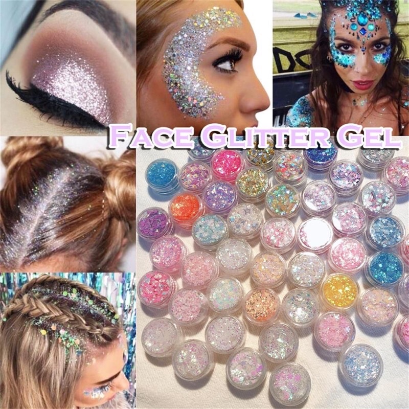 Glitter nhũ có sẵn gel 2in1 đi Rave Makeup cho mặt & tóc