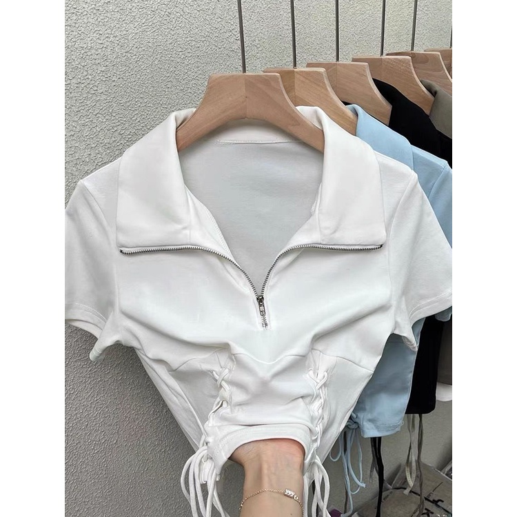 Áo polo Tay Ngắn Màu Trơn Ngọt Ngào Độc Đáo Cho Nữ