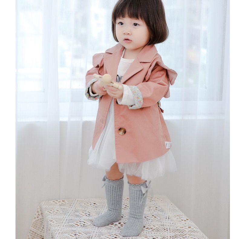 Tất dài đến đầu gối chất COTTON mềm mát đính nơ dễ thương cho bé gái 0-3 tuổi