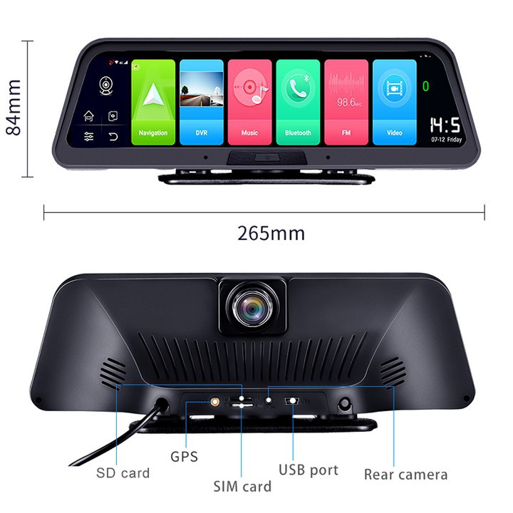 Camera hành trình taplo ô tô cao cấp thương hiệu Phisung 4G, Wifi, GPS ,10 inch - Mã: Q98 - Hàng Nhập Khẩu Chính Hãng