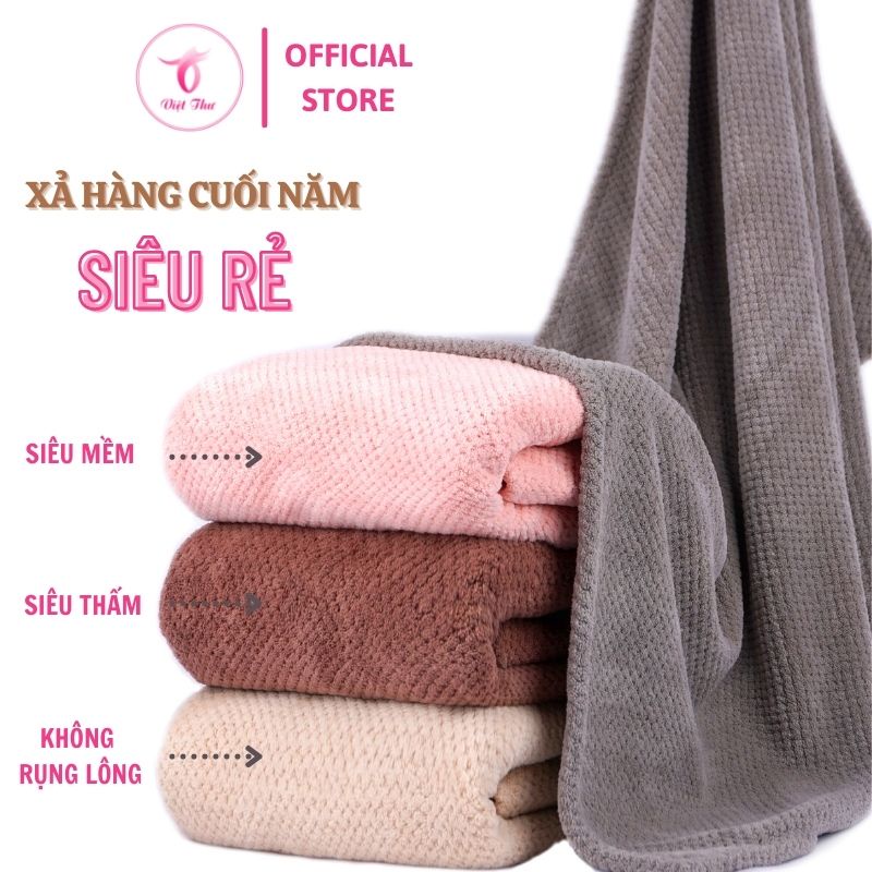 Khăn tắm lớn, khăn tắm sợi microfiber cao cấp, siêu thấm, siêu mềm, 70x140 cm Việt Thư