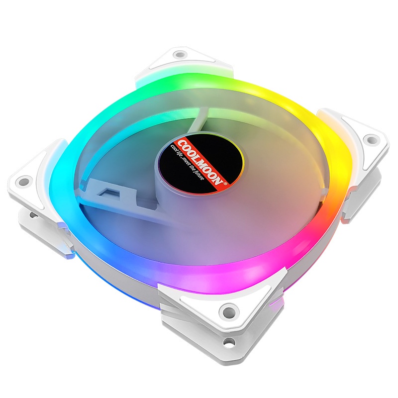 Quạt tản nhiệt, Fan Case Coolmoon U2 White RGB (Bộ 2-6 Fan + Hub Remote)