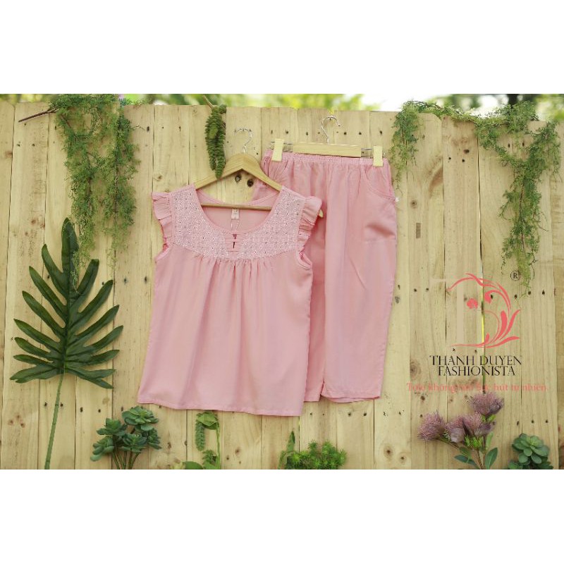 Bộ Tole màu thun thêu 2 con đỉa, tay cánh tiên dịu dàng - 2410CTL | BigBuy360 - bigbuy360.vn