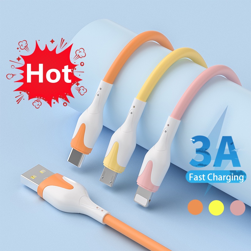 Dây cáp sạc nhanh 3A Usb sang Type C bằng cao su mềm