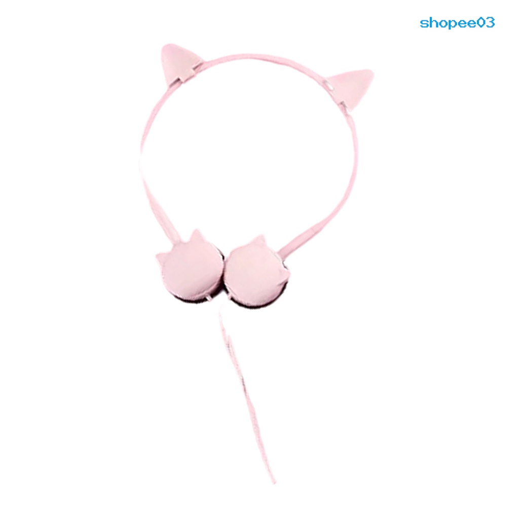 Tai nghe có dây hình tai mèo dễ thương 3.5mm kèm mic cho điện thoại tiện dụng