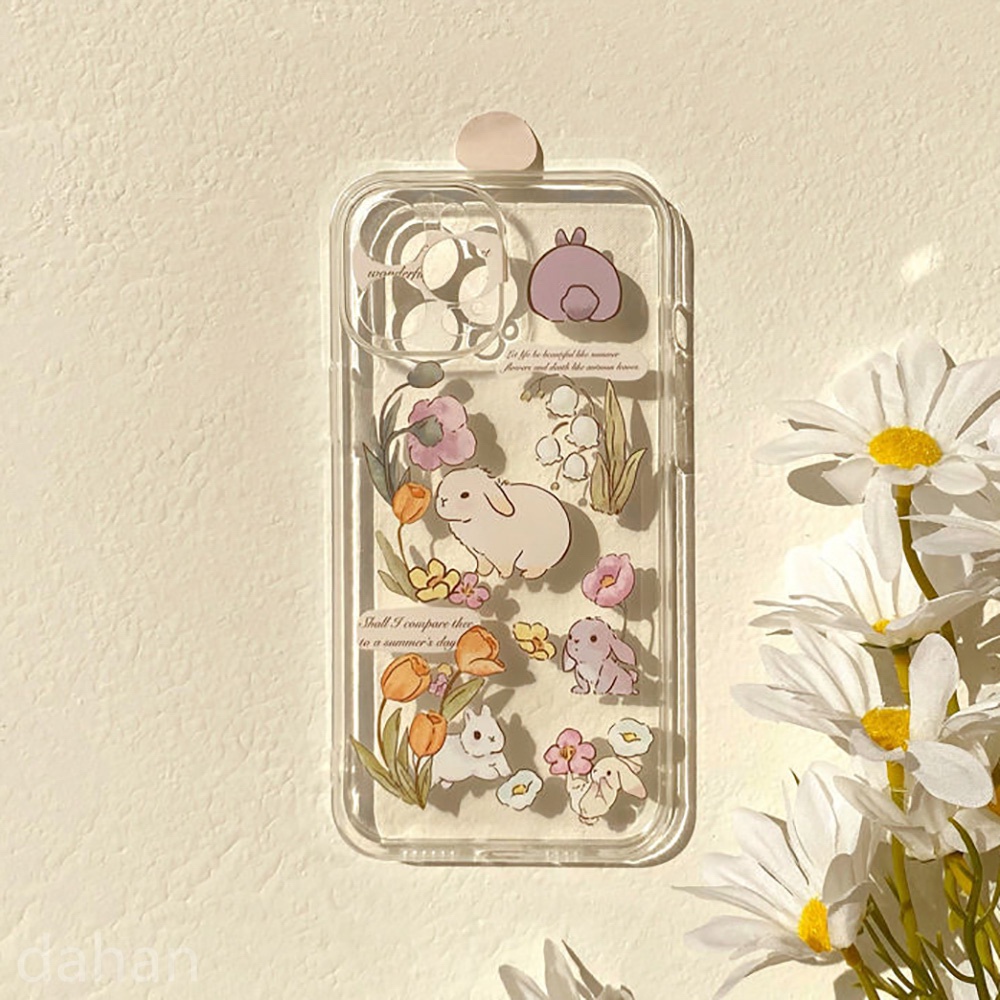 Ốp Điện Thoại Silicone TPU Mềm Trong Suốt Chống Sốc Hình Thỏ Hoa Tulip Cho iPhone 13 Pro Max 12 Pro Max 11 Pro Max 7 8 Plus XR XS Max 12/13