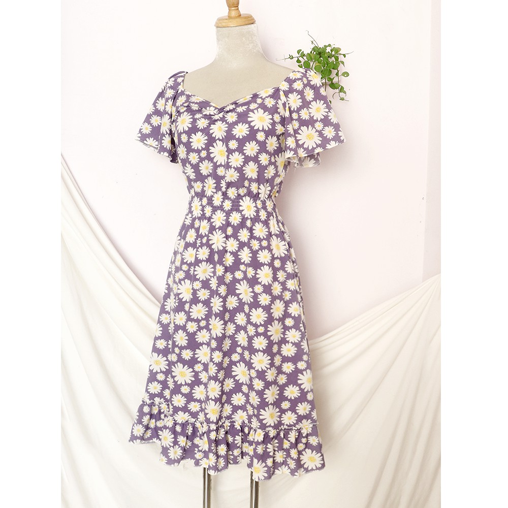[Mã SKAMSALEP6 giảm 10% tối đa 100K đơn 150K] Đầm váy nữ hoa cúc hot trend, dáng xoè, dễ thương, dạo phố Rolisa RD050 | BigBuy360 - bigbuy360.vn