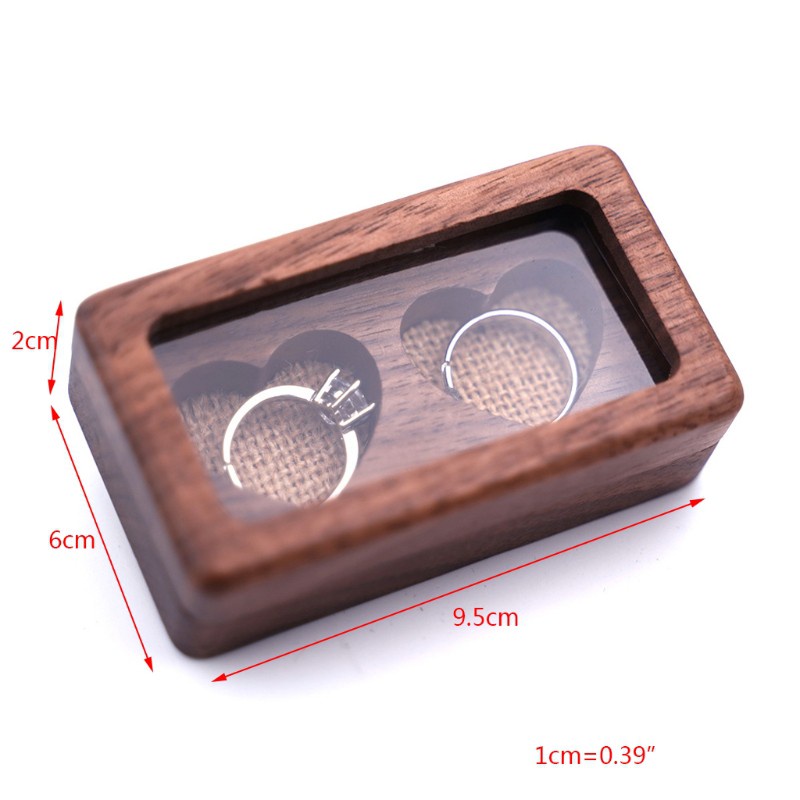 SEL Walnut Wood Jewelry Box Poposal Portable Ring Holder Rustic Wedding Ring Box