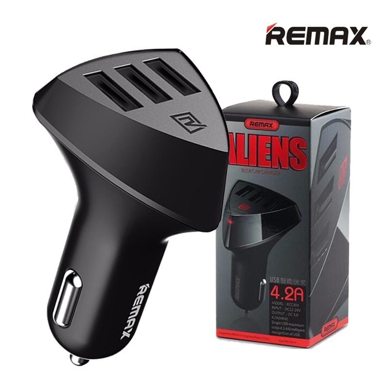 CHÍNH HÃNG  Cốc củ sạc ô tô 3 cổng USB Alien Series 3 Remax RCC - 304 tẩu sạc nhanh xe hơi 3 cổng usb