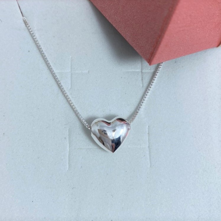 Dây chuyền bạc nữ mặt hình trái tim trơn Evasilver, Vòng cổ chất liệu bạc ta mẫu đơn giản nhẹ nhàng