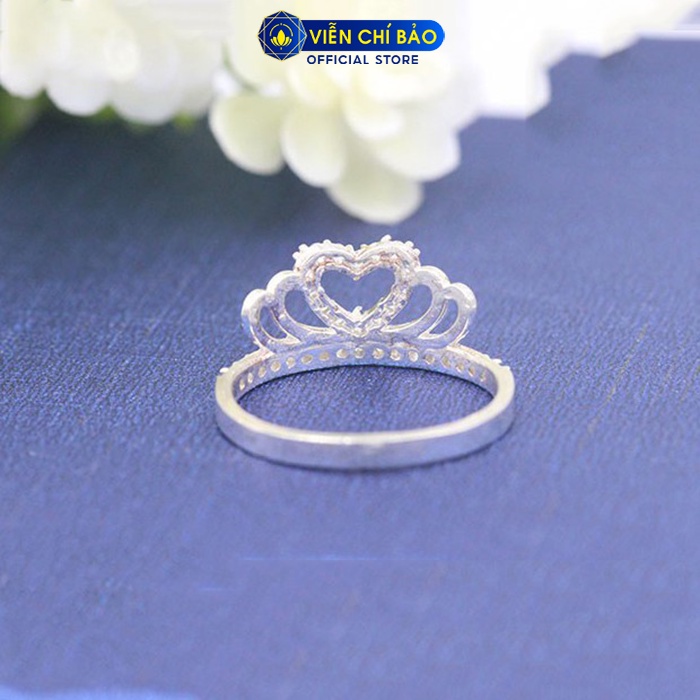 Nhẫn bạc nữ hình vương miện đính đá trắng bạc s925 thời trang phụ kiện trang sức nữ Viễn Chí Bảo N400328