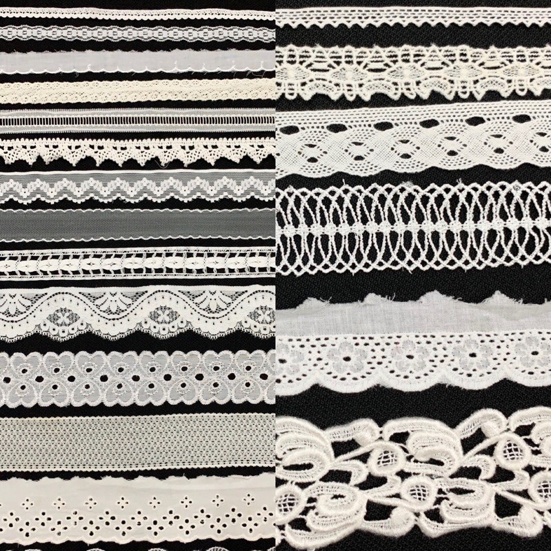 2m và 5m Ren viền trang trí quần áo,ren thun,thun ren,ren chỉ viền quần áo,đồ handmade....