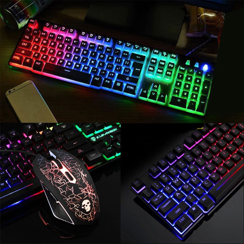 Chuột Quang Gaming Wili 1set T6 Có Đèn Led Cầu Vồng