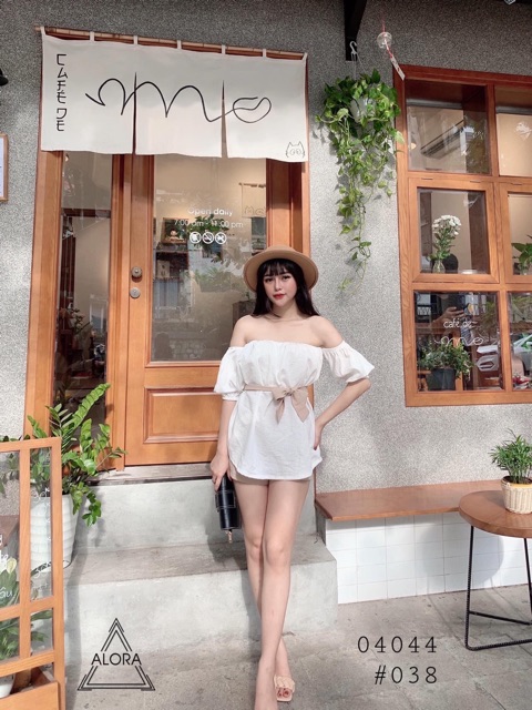 [Mã FAGREEN245 giảm 10% tối đa 30K đơn 99K] S313 Set Áo Trễ Vai Tay Bay Phối Quần Sooc Nữ Kèm Đai Rời Siêu Xinh | BigBuy360 - bigbuy360.vn