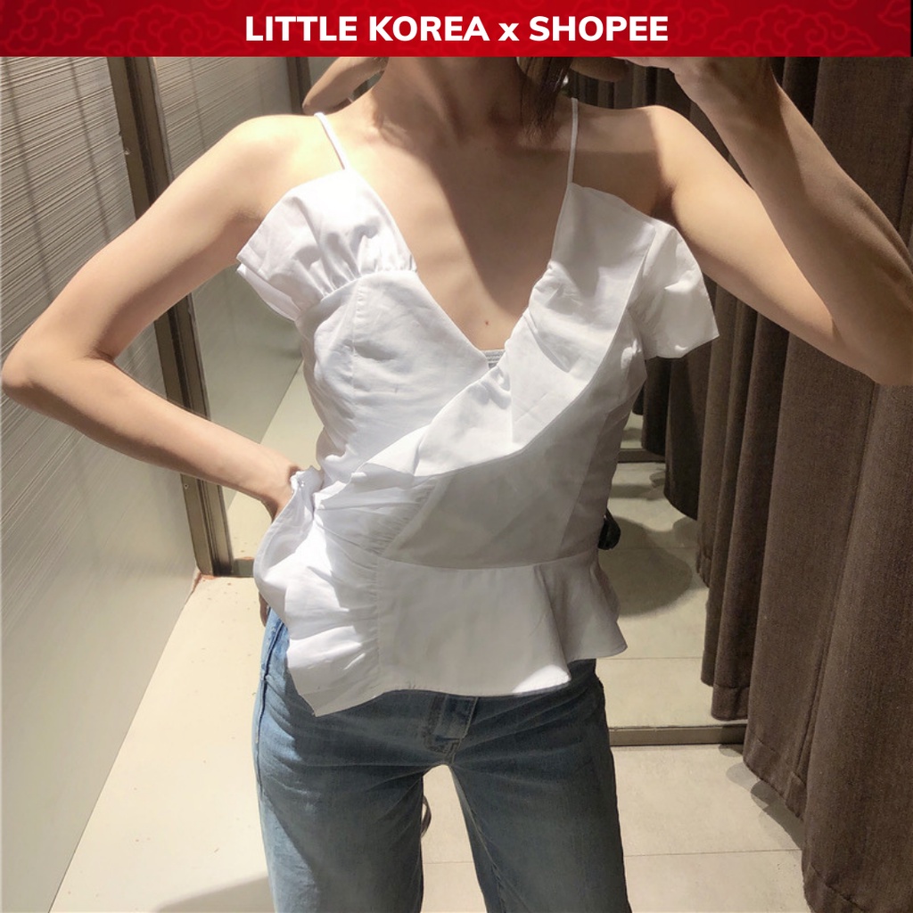 Áo 2 Dây Nữ Kiểu Bản Nhỏ Cổ Chữ V, Áo Hai Dây Bún Chiết Eo Hở Lưng - LITTLE KOREA