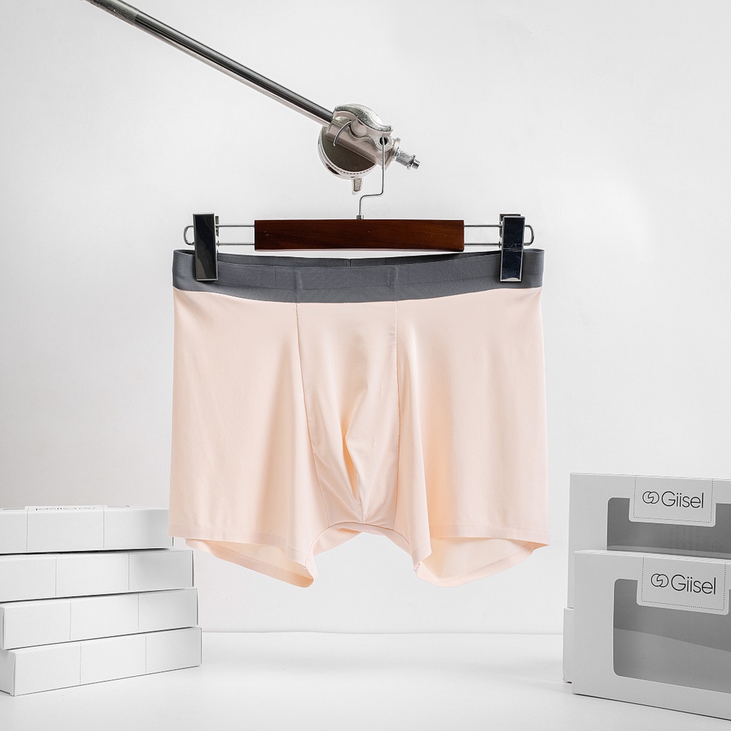 Combo 3 quần lót nam trơn - DÁNG SỊP ĐÙI BOXER - chất liệu cotton lụa - không đường may - thương hiệu Giisel