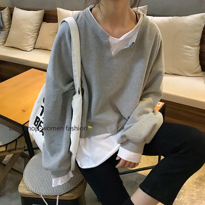 korean loose long sleeved sweater women top | BigBuy360 - bigbuy360.vn