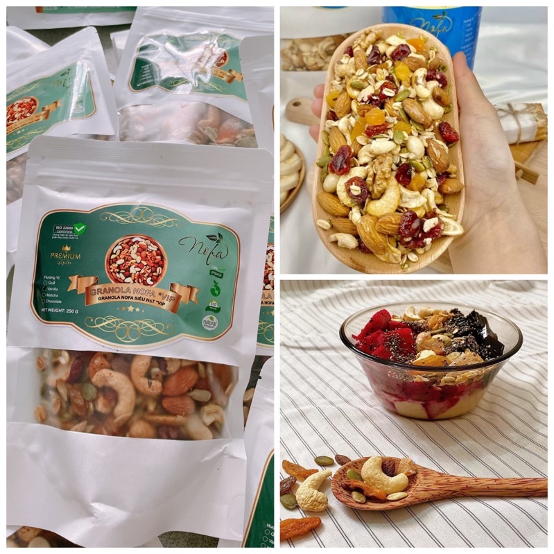 Granola tổng hợp 12 loại quả hạt 90% vị vani truyền thống