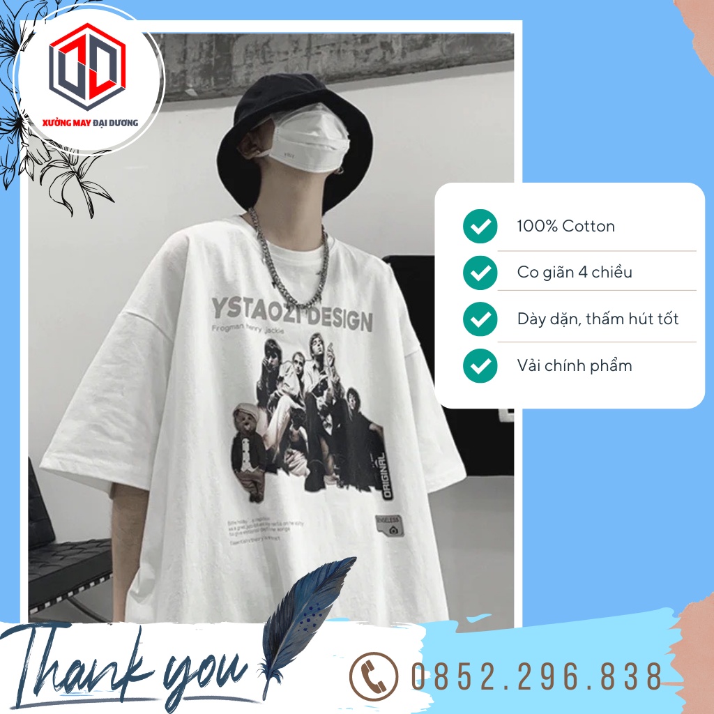 Áo Thun tay lỡ, áo phông unisex YSTAOZI DESIGN cotton thấm hút mồ hôi.