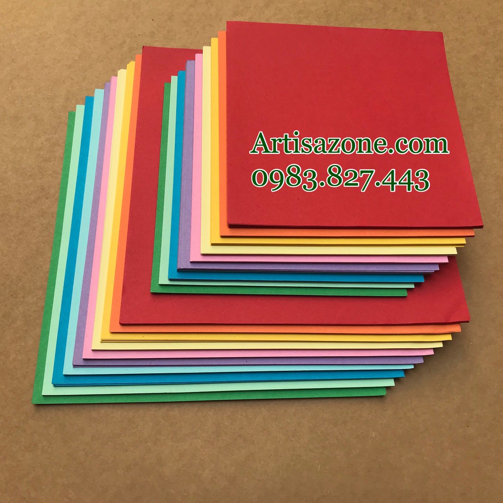 Giấy Origami màu 2 mặt giống nhau (15cm x 15cm) - Tập 100 tờ