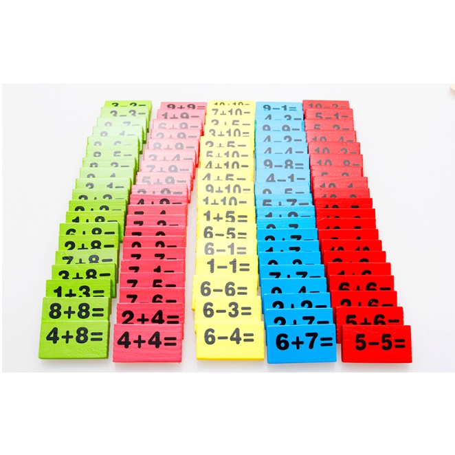 Đồ chơi Domino toán học gồm 100 chi tiết bằng gỗ - bộ đồ chơi thông minh bằng gỗ an toàn giúp bé tư duy