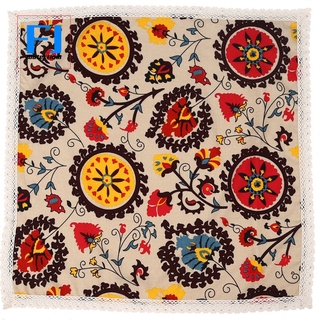 Khăn Trải Bàn Cotton Hình Vuông Họa Tiết Hoa Hướng Dương Phong Cách Vintage