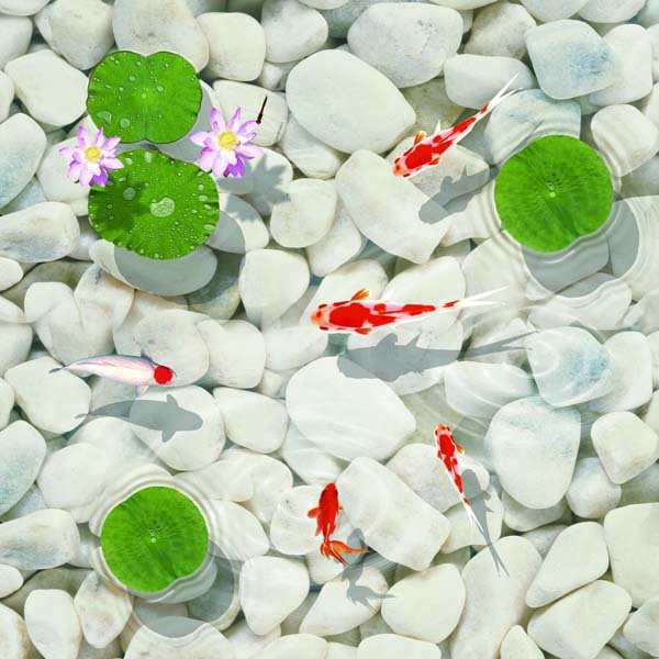 Tranh Cá Chép và Hồ Sen dán tường 3D tặng kèm phụ kiện