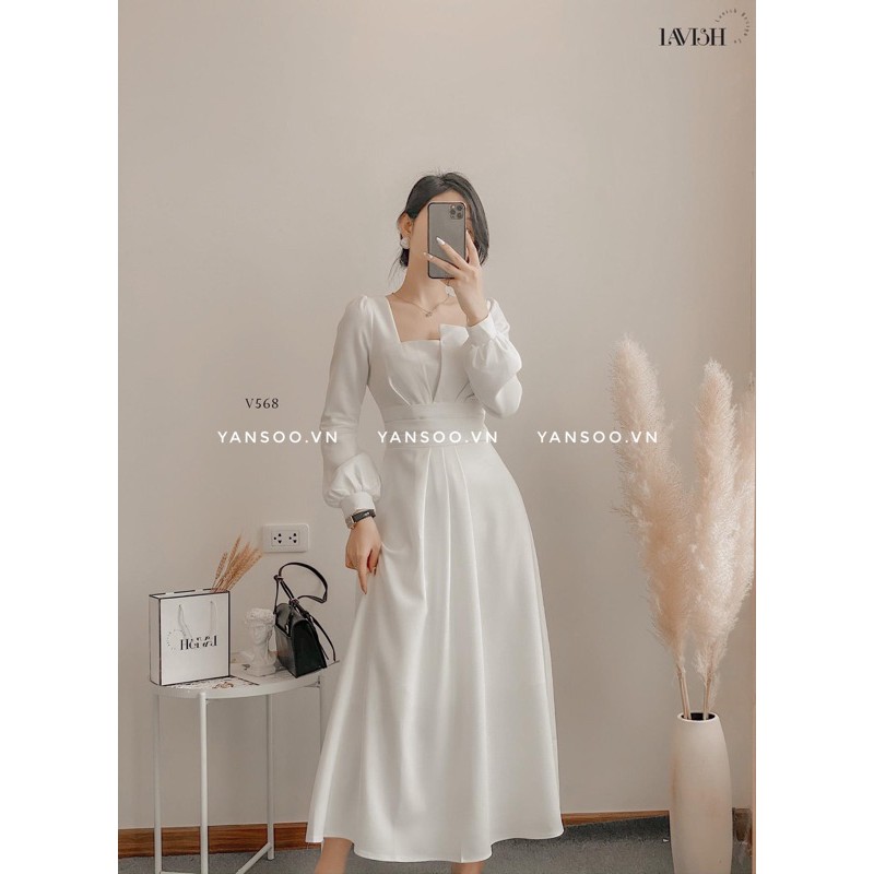 Đầm nữ dự tiệc dáng xoè  , Váy trắng dáng dài công chúa kỷ yếu , du lịch , dự tiệc cưới  YANSOO