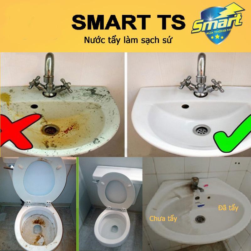 Smart TS 500ml- Nước tẩy rửa làm sạch đồ dùng bằng sứ, tẩy sạch bồn cầu, wc ố vàng- chuẩn tẩy rửa thông minh