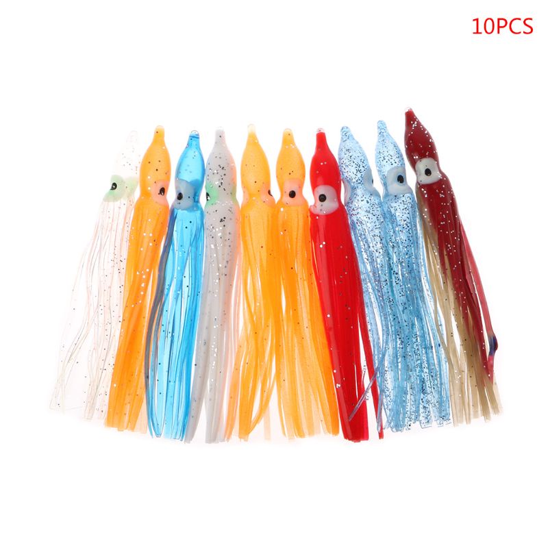 Set 10 Mồi Giả Nhử Cá Bằng Nhựa Mềm Hình Bạch Tuộc Độc Đáo