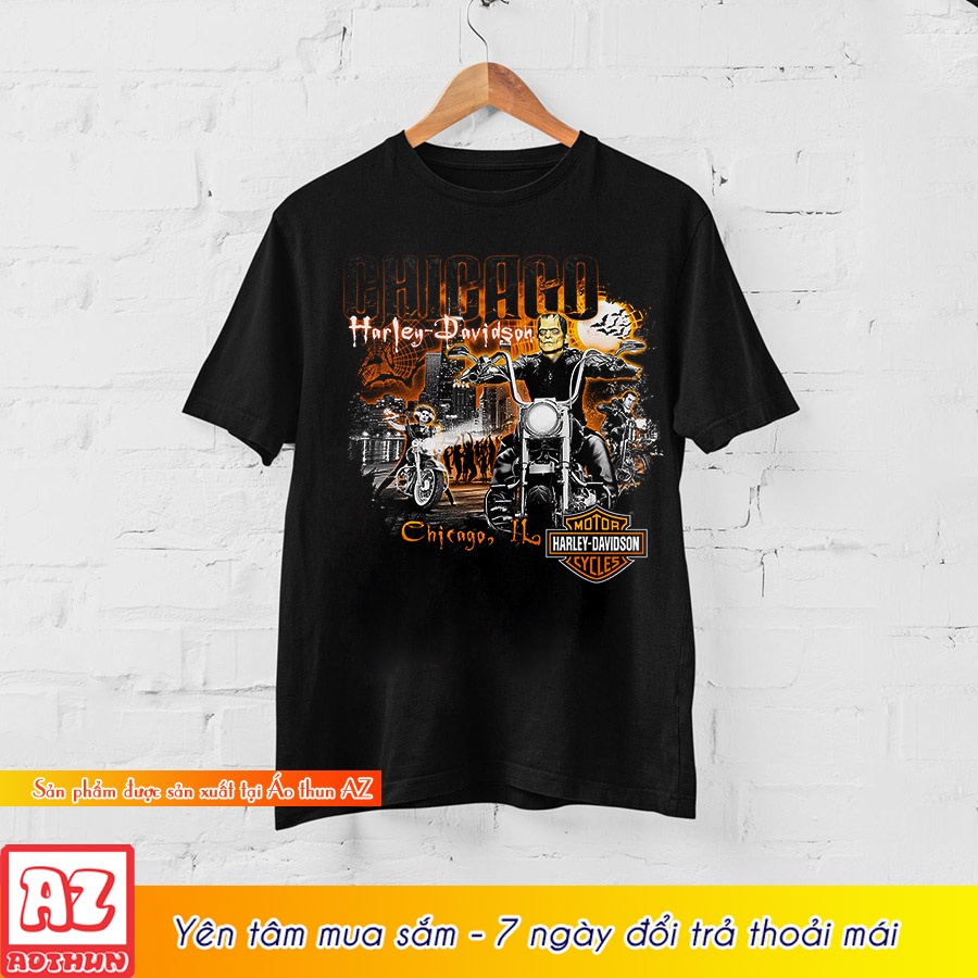 Áo thun nam in hình chicago harley davidson motor - bigsize 5XL 6XL 7XL M3020