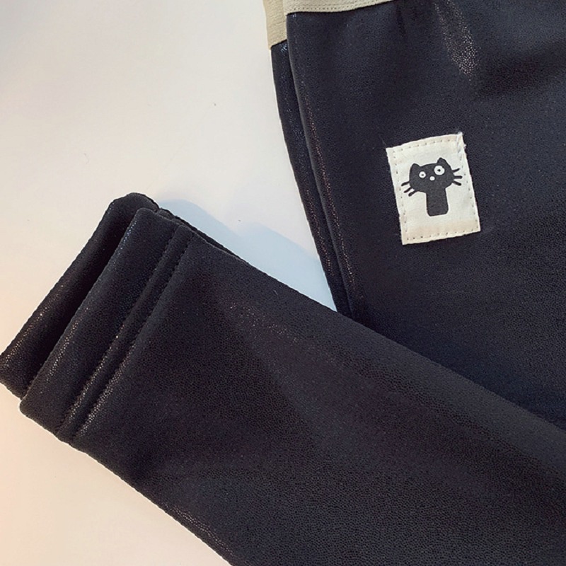 Quần legging lót lông cừu dày in họa tiết hoạt hình dễ thương thời trang mùa đông cho bé gái