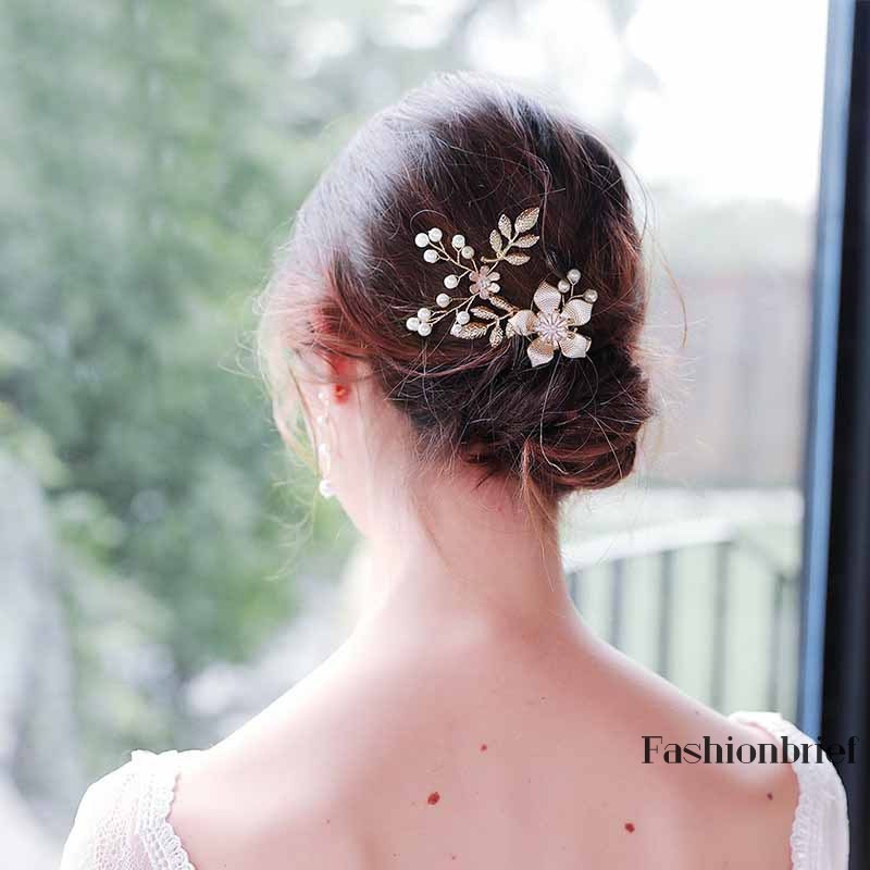 Kẹp tóc đính ngọc trai giả sang trọng cho cô dâu