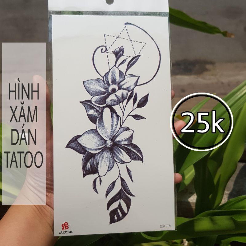 Hình xăm dán tatoo tạm thời mẫu hoa, size vừa xqb071