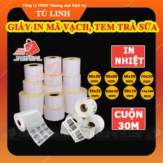 Giấy decal in mã vạch, tem trà sữa (in nhiệt, đủ size)