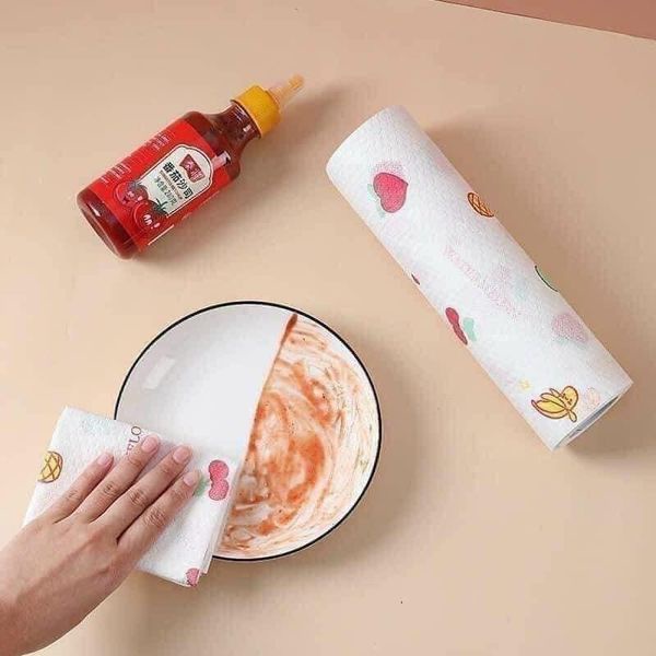 Giấy Lau Đa Năng - Khăn Lau Bếp, Lau Tay 50 Tờ 1 Cuộn Có Thể Giặt Được
