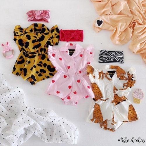 Bộ jumpsuit tay ngắn vải cotton mềm mại và đáng yêu cho bé gái