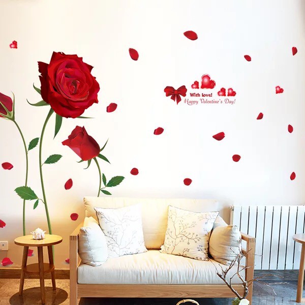 Decal trang trí tường Hoa Hồng ĐỎ quyến rủ