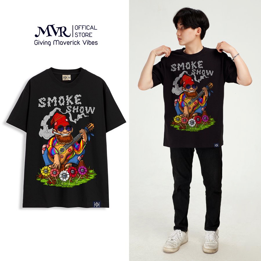 Áo thun nam nữ chú lùn khói đẹp mùa hè áo phông unisex form rộng local brand MVR TT8009