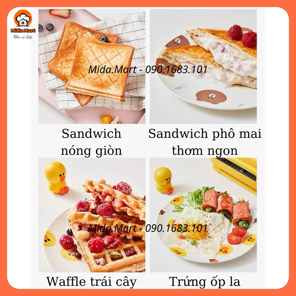 🔥 MÁY KẸP LÀM SANDWICH LINE FRIENDS VỊT SALLY, GẤU BROWN CHÍNH HÃNG JOYOUNG JK1312-K72 BÀO HÀNH 6 THÁNG🔥