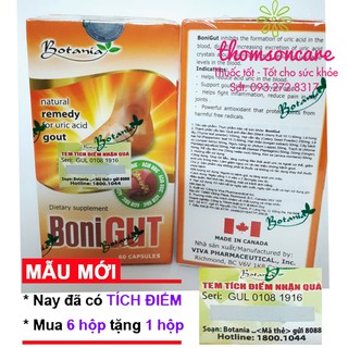 BoniGut hỗ trợ giảm bệnh guot - mua 6 tặng 1 bằng tem tích điểm Boni Gut