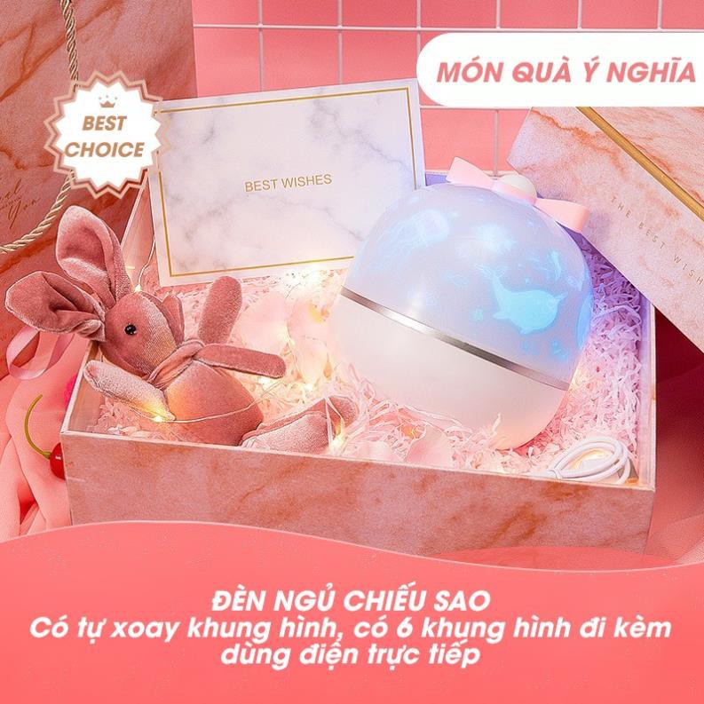 Đèn ngủ chiếu sao trời, đại dương, vũ trụ ngân hà tự động xoay cao cấp cho bé yêu