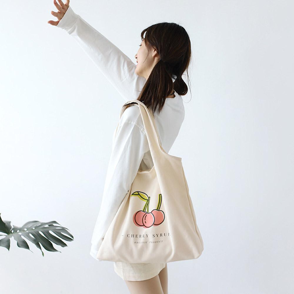 Túi tote vải canvas mềm in hình quả sơ ri siêu hot tặng quà xinh