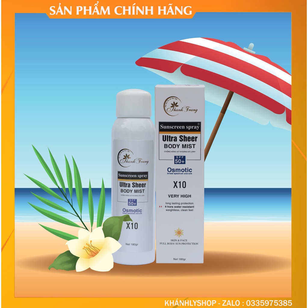 XỊT CHỐNG NẮNG ĐÁ LẠNH X10 - KHÔNG BẾT RÍT - THẤM NHANH - DA TRẮNG SÁNG - KHÁNG NƯỚC