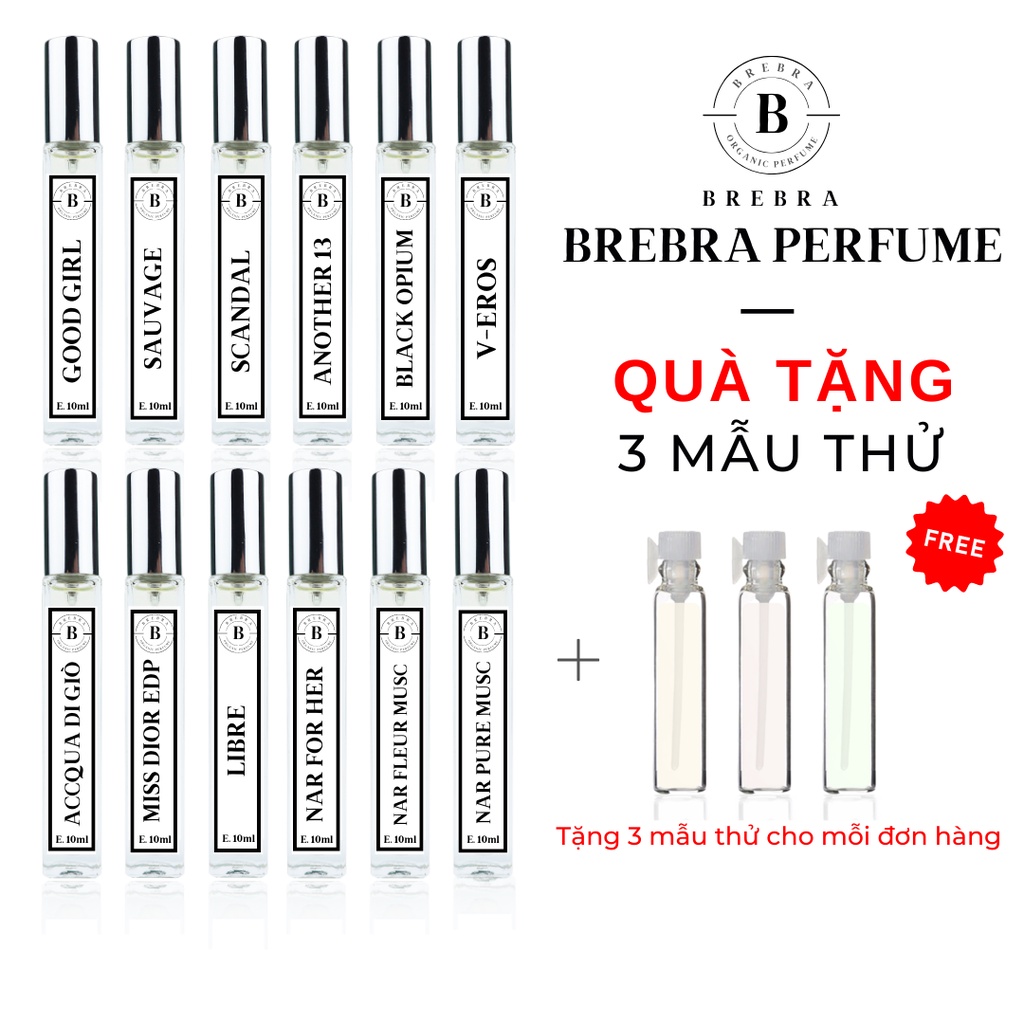 Tinh dầu nước hoa BREBRA 10ml đa dạng mùi hương - Dạng xịt tiện lợi lưu hương 8 tiếng