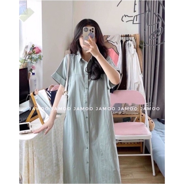 Váy Sơ Mi Tay Ngắn 2 Màu